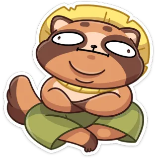😑 mapache, animal, dibujos animados, sentado, tanuki, divertido, relajado whatsapp sticker
