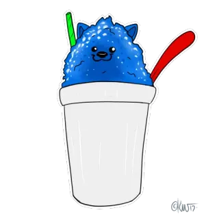 🍧 snow cone, shaved ice, dessert, blue, cute, food, drink, bear telegram sticker