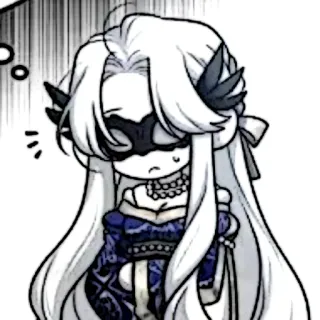 🕊 Чиби, Маска, Платье, Аниме, Маскарад, Белые волосы, Манга telegram sticker