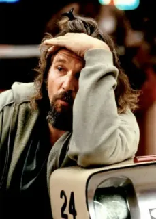 🤦‍♂ The Dude The Big Lebowski The Dude, El Gran Lebowski, Jeff Bridges, Película, Personaje, Bowling, Vago telegram sticker