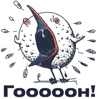 🤣 ГООООООН! vogel, ausruf, cartoon, russisch, feier telegram sticker