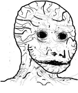 ⬛️ Wojak Meme, Wojak, NPC, Triste, Deprimido, Internet telegram sticker