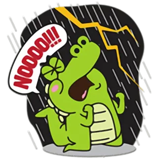 ⛈ NOOOO!!! cartoon, crocodile, rain, lightning, sad, expression telegram sticker