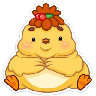 ☺️ mignon, poulet, animal, dessin animé, kawaii, oiseau, jaune, adorable telegram sticker