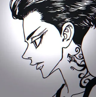 🎴 Anime, Manga, Personaggio, Bianco e nero, Tatuaggio, Illustrazione, Disegno telegram sticker