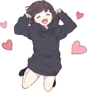 ❤️ Anime, Fille, Coeurs, Dessin animé, Joyeux whatsapp sticker
