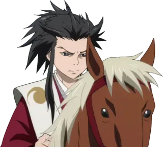 😠 anime, horse, character, riding, japanese whatsapp sticker