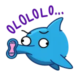 🐬 pez, dibujos animados, azul, tonto, divertido, animal whatsapp sticker