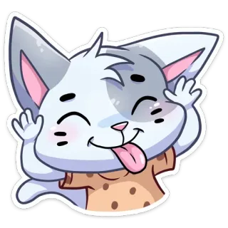 😝 cat, cartoon, sticker, cute, animal, playful telegram sticker