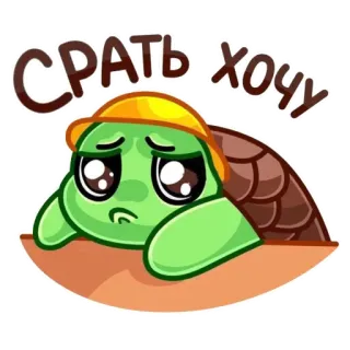 😃 СРАТЬ ХОЧУ kura-kura, kartun, sedih, binatang, helm, rusia telegram sticker