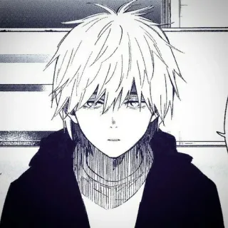 🖤 Anime, Manga, Ragazzo, Personaggio, Bianco e nero, Ritratto telegram sticker