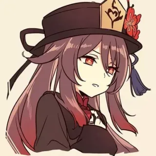 ❤️ Hu Tao Genshin Impact Anime, Videospiel, Charakter, Mädchen, Hut, rote Augen telegram sticker