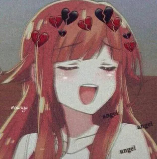 🌟 angel アニメ, 失恋, 悲しい, 泣く, 女の子, デジタルアート, エモい telegram sticker