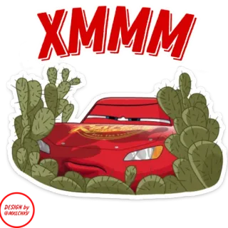 🤔 Lightning McQueen Cars XMMM Relâmpago McQueen, Carros, cacto, desenho animado, deserto, carro vermelho telegram sticker