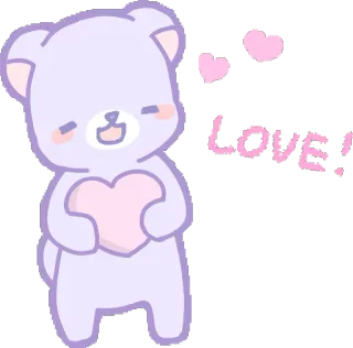 💕 LOVE! cinta, hati, beruang, imut, pastel, kawaii whatsapp sticker