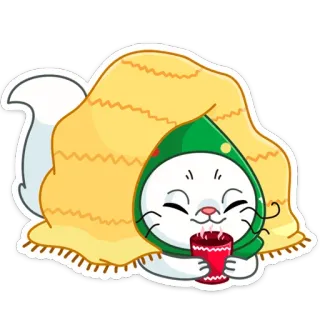 ☕️ кот, милый, уютный, плед, зима, праздник telegram sticker