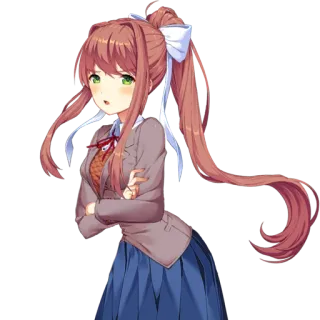 😠 Monika Doki Doki Literature Club! anime, video game, monika, doki doki literature club, anime girl, character telegram sticker