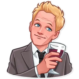 🍷 Barney Stinson How I Met Your Mother 바니 스틴슨, How I Met Your Mother, 와인, 만화, 캐릭터, 정장, TV 프로그램 telegram sticker