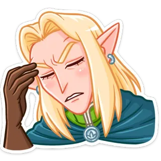 🤦‍♂ Elf, Fantasy, Figur, Müde, Kopfschmerzen, Cartoon telegram sticker