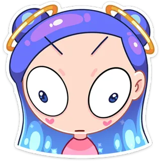 😕 Kartun, Stiker, Gadis, Marah, Kesal telegram sticker