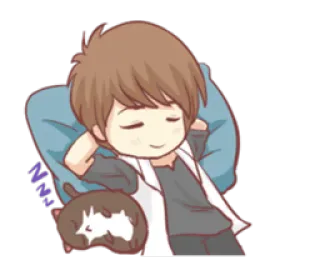 😌 ZZZ sonolento, dormindo, gato, menino, soneca, descanso telegram sticker