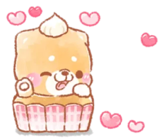 ❤️ cupcake, dog, hearts, cute, kawaii, sweet, dessert whatsapp sticker