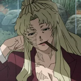 😏 Revy Black Lagoon Anime, Frau, Waffe, Zigarette, vernarbt, gewalttätig whatsapp sticker