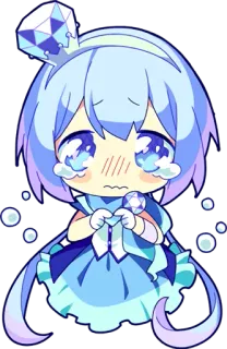 😢 Anime, Chibi, Imut, Biru, Menangis, Berlian, Kawaii, Karakter telegram sticker