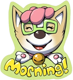 ✋ Morning! dog, cartoon, glasses, morning, cute, greeting telegram sticker