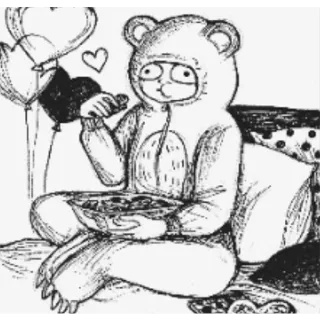 😶 Bärenkostüm, Schokolade, Dessert, Essen, Illustration, Niedlich telegram sticker