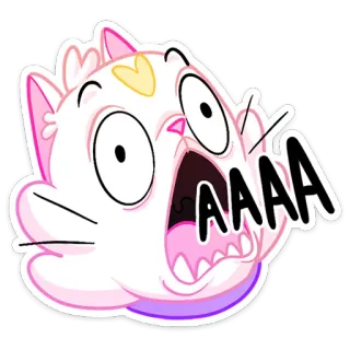 🤬 AAAA gatto, urlante, cartone animato, adesivo, carino, panico, emotivo telegram sticker