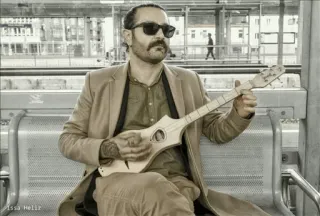 😌 Issa Hella man, music, guitar, sunglasses, mustache, portrait, musician telegram sticker