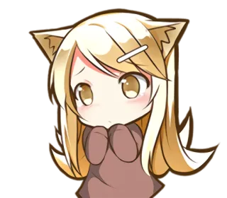 😣 Anime Mädchen, süß, kawaii, Katzenohren, Manga, Cartoon telegram sticker