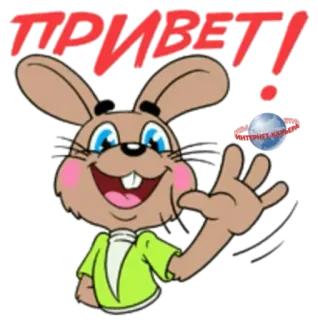 ☀ ПРИВЕТ! hello, bunny, cartoon, greeting telegram sticker