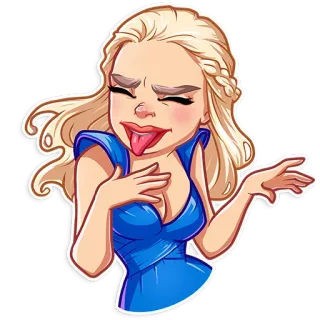 😝 Daenerys Targaryen Game of Thrones sticker, cartoon, blond, zunge, charakter, game of thrones, daenerys targaryen telegram sticker