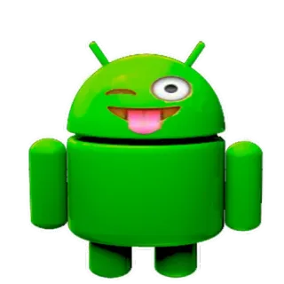 😜 Android android, robot, mascotte, groen, personage, grappig, cartoon telegram sticker
