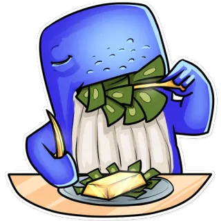 😋 ballena, dinero, lujo, dibujos animados, riqueza, rico, avaricia whatsapp sticker