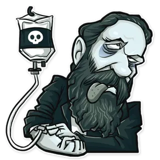 😵 malade, crâne, barbe, malade, squelette telegram sticker