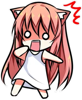 ⁉ Anime, Chica gato, Kawaii, Impactado, Sorprendido, Lindo, Chibi whatsapp sticker