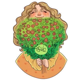 🌸 В+Ц 女性, 花, 花束, 花柄, イラスト, 漫画, かわいい telegram sticker