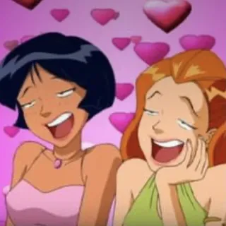 🤤 cartoon, women, friendship, hearts, animation telegram sticker