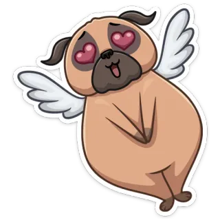 😇 dog, pug, love, wings, cute, animal, kawaii telegram sticker