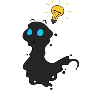 😙 Blob, Idee, Cartoon, Glühbirne, Schwarz, Monster, Süß whatsapp sticker