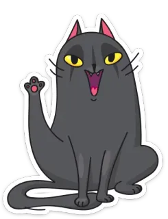 🖐 кот, животное, мультфильм, стикер, смешной, милый, машет telegram sticker