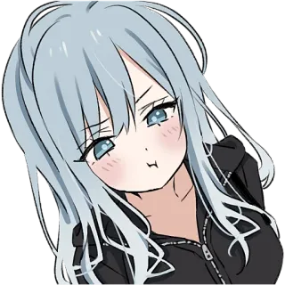 😒 动漫, 漫画, 可爱, 女孩, 卡通, 角色 whatsapp sticker