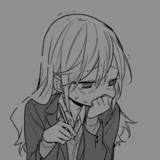 ➰ Anime, Mädchen, Manga, Traurig, Stift, Uniform, Nervös telegram sticker
