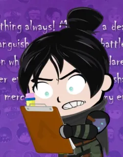 🥴 Wraith thing always! M
anguish
n wh
er el
merc Wraith, Apex Legends, cartoon, character, clipboard telegram sticker