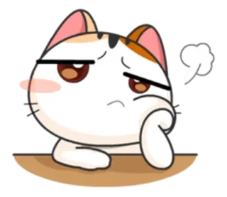 🙇 chat, contrarié, agacé, déçu, animal, félin, dessin animé whatsapp sticker