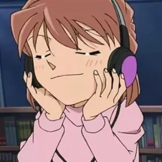 😊 anime, kreskówka, słuchawki, dziewczyna, muzyka, słuchanie, postać telegram sticker