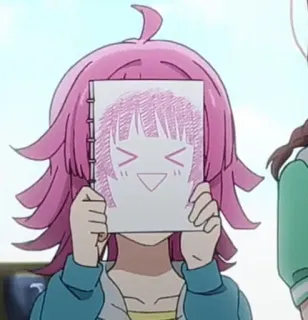😆 动漫, 角色, 绘画, 女孩, 粉色头发, 速写本 telegram sticker